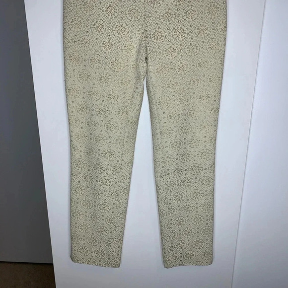 CELINE Women's Pants Gold Metallic Embossed High Waist Straight Leg Trouser 6 - Picture 9 of 16